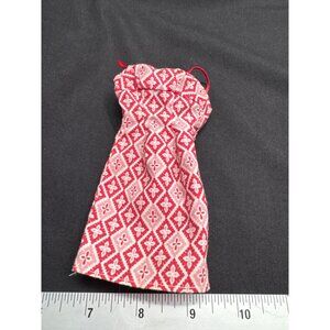 Vintage Candi Girl Genuine Barbie Doll Pink & Red Diamond Floral Dress ONLY